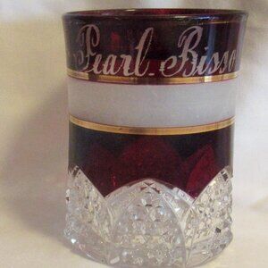 Antique 1903 EAPG Cut to Clear Ruby Flash Drinking Glass Star of David   M625